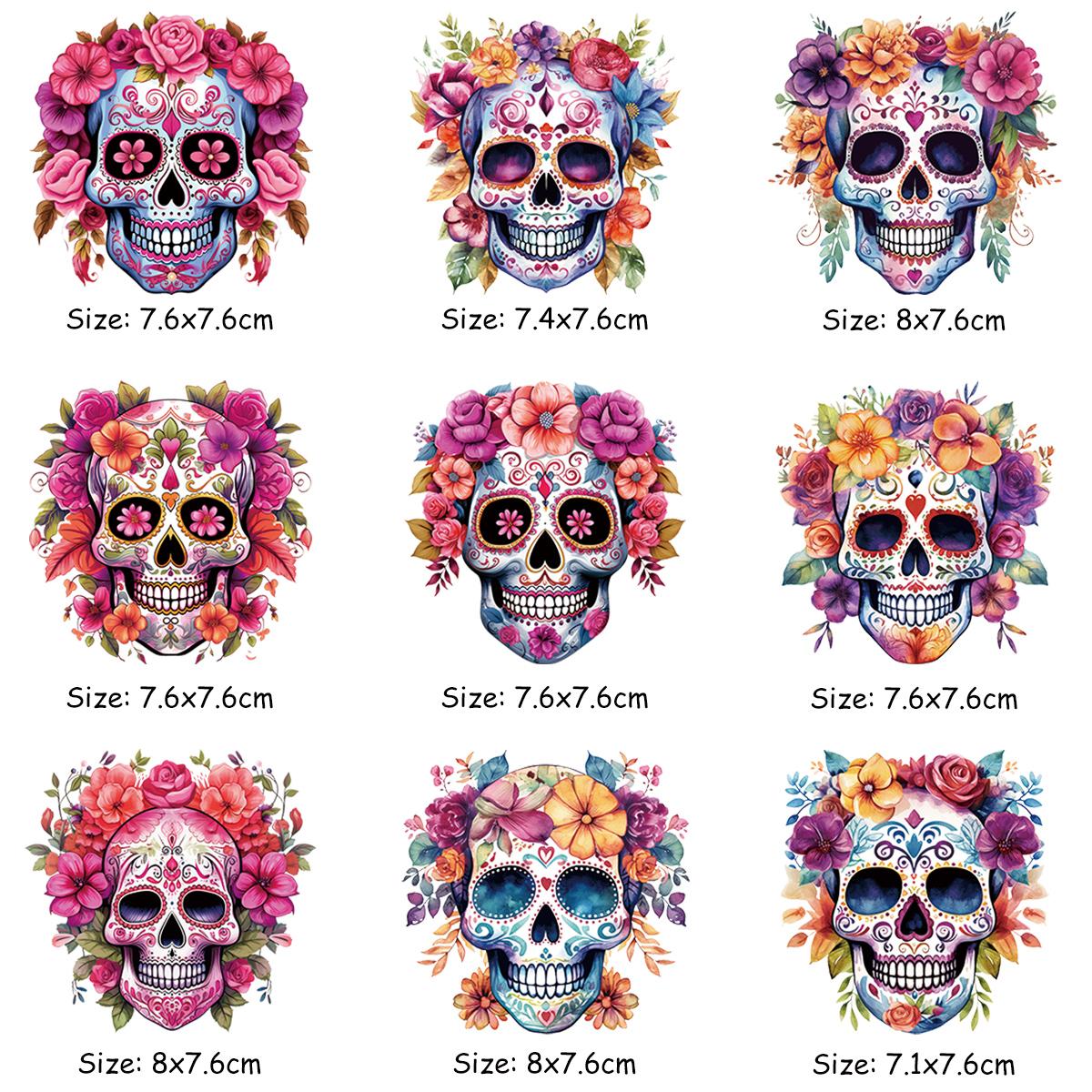 9 шт./лист сахарные черепа термоклеящиеся нашивки для одежды, значки, нашивки, новый аксессуар для одежды, сделай сам, теплопередача, можно стирать
9 шт./лист сахарные черепа термоклеящиеся нашивки для одежды, значки, нашивки, новый аксессуар для одежды, сделай сам, теплопередача, можно стирать