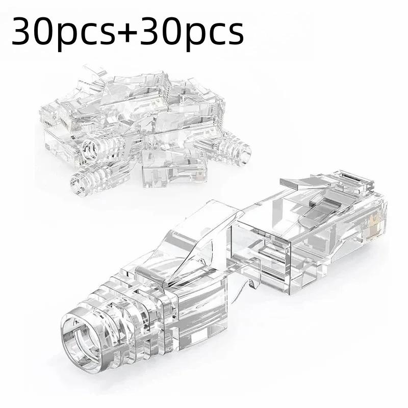 ITLY RJ45 Cat6 Pass Through Connectors and Strain Relief Boots, EZ to Crimp Modular Plug for Solid or Stranded Network Cable
ITLY RJ45 Cat6 Pass Through Connectors and Strain Relief Boots, EZ to Crimp Modular Plug for Solid or Stranded Network Cable