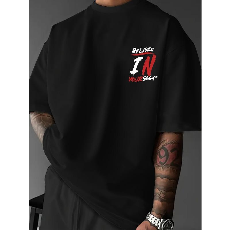 European sizes Men s American Street Style T-Shirt with Believe in Yourself Brushstroke Print for Daily Commute and Casual Wear S чёрный
European sizes Men s American Street Style T-Shirt with Believe in Yourself Brushstroke Print for Daily Commute and Casual Wear S чёрный