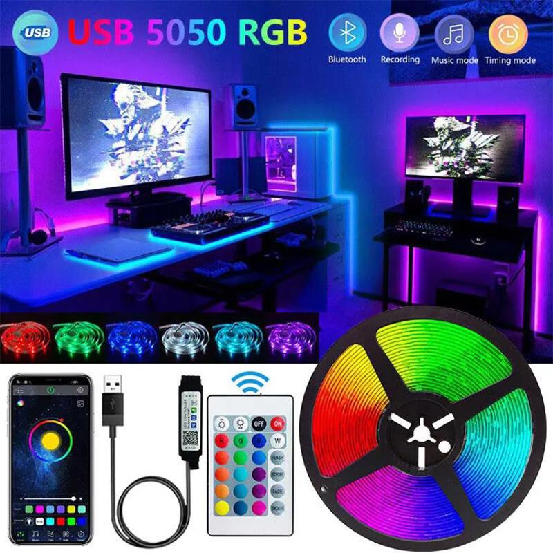 Bluetooth LED Strip Lights SMD 5050 RGB APP Remote Control Flexible Ribbon Diode Lamp Tape TV Backlights Game Room Home Decor 1m
Bluetooth LED Strip Lights SMD 5050 RGB APP Remote Control Flexible Ribbon Diode Lamp Tape TV Backlights Game Room Home Decor 1m