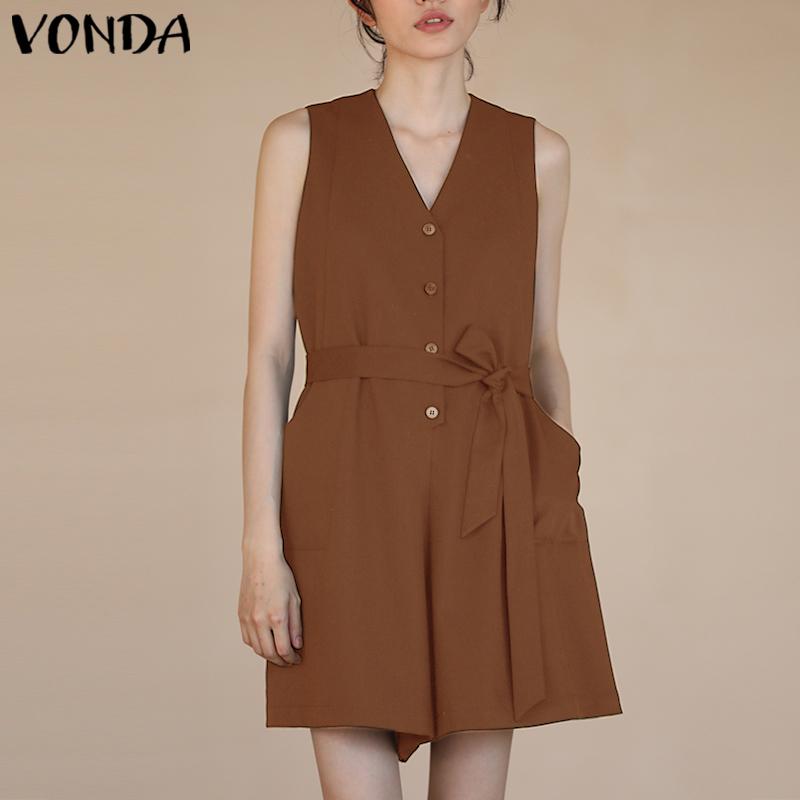 VONDA женские летние однотонные короткие комбинезоны без рукавов на шнуровке и шорты
VONDA женские летние однотонные короткие комбинезоны без рукавов на шнуровке и шорты