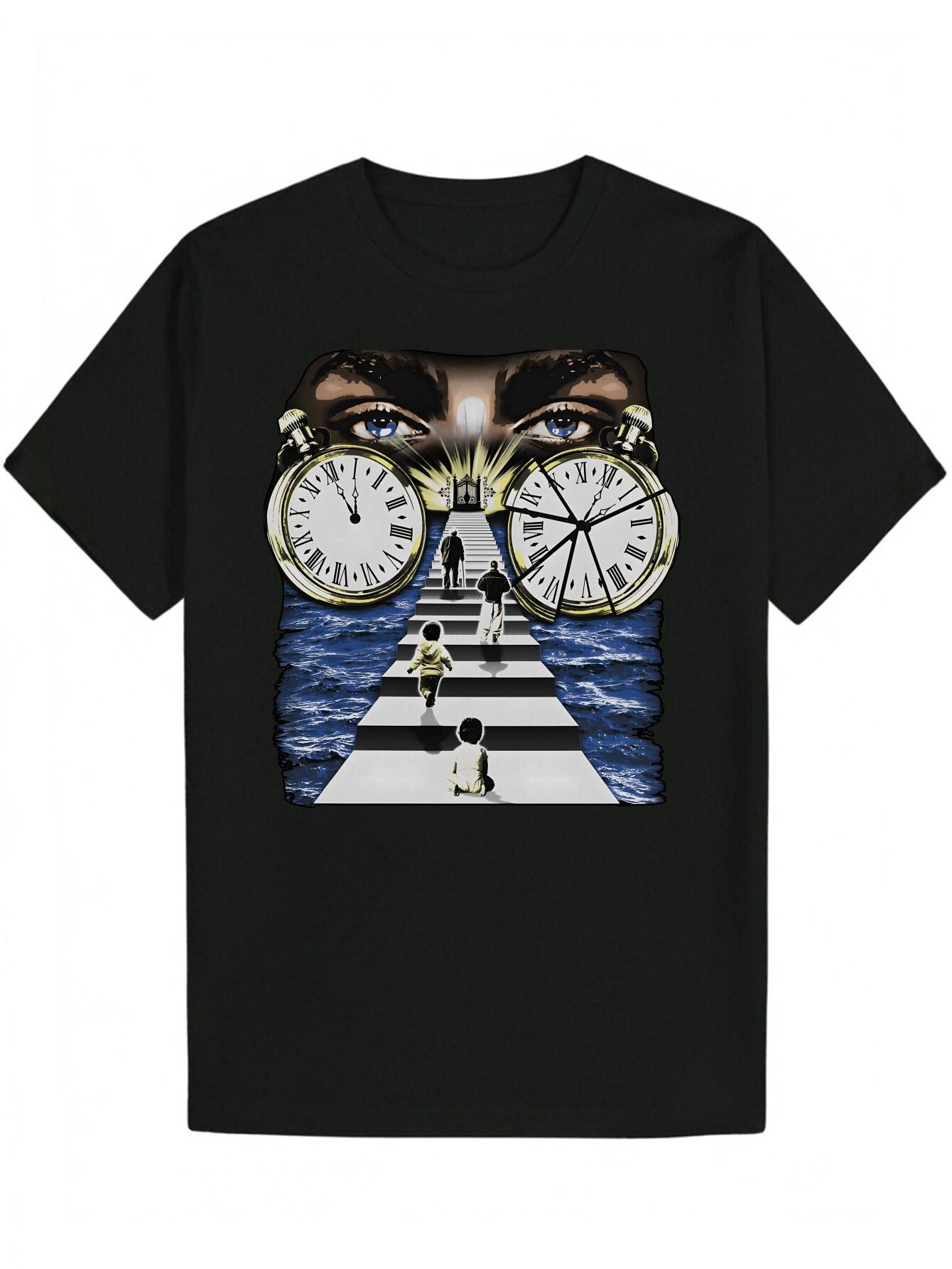Graphic T-shirt - Black Philosophical Design with Vintage Clocks & Deep Blue XXXXL
Graphic T-shirt - Black Philosophical Design with Vintage Clocks & Deep Blue XXXXL