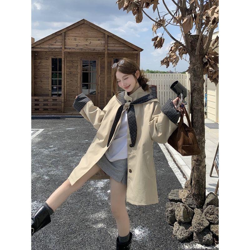 Kumikumi British Style Retro Contrast Color Plaid Trench Coat Outwear Female Fall Loose Slim Looking Minority All-Match Tops Khaki Two-piece set L
Kumikumi British Style Retro Contrast Color Plaid Trench Coat Outwear Female Fall Loose Slim Looking Minority All-Match Tops Khaki Two-piece set L