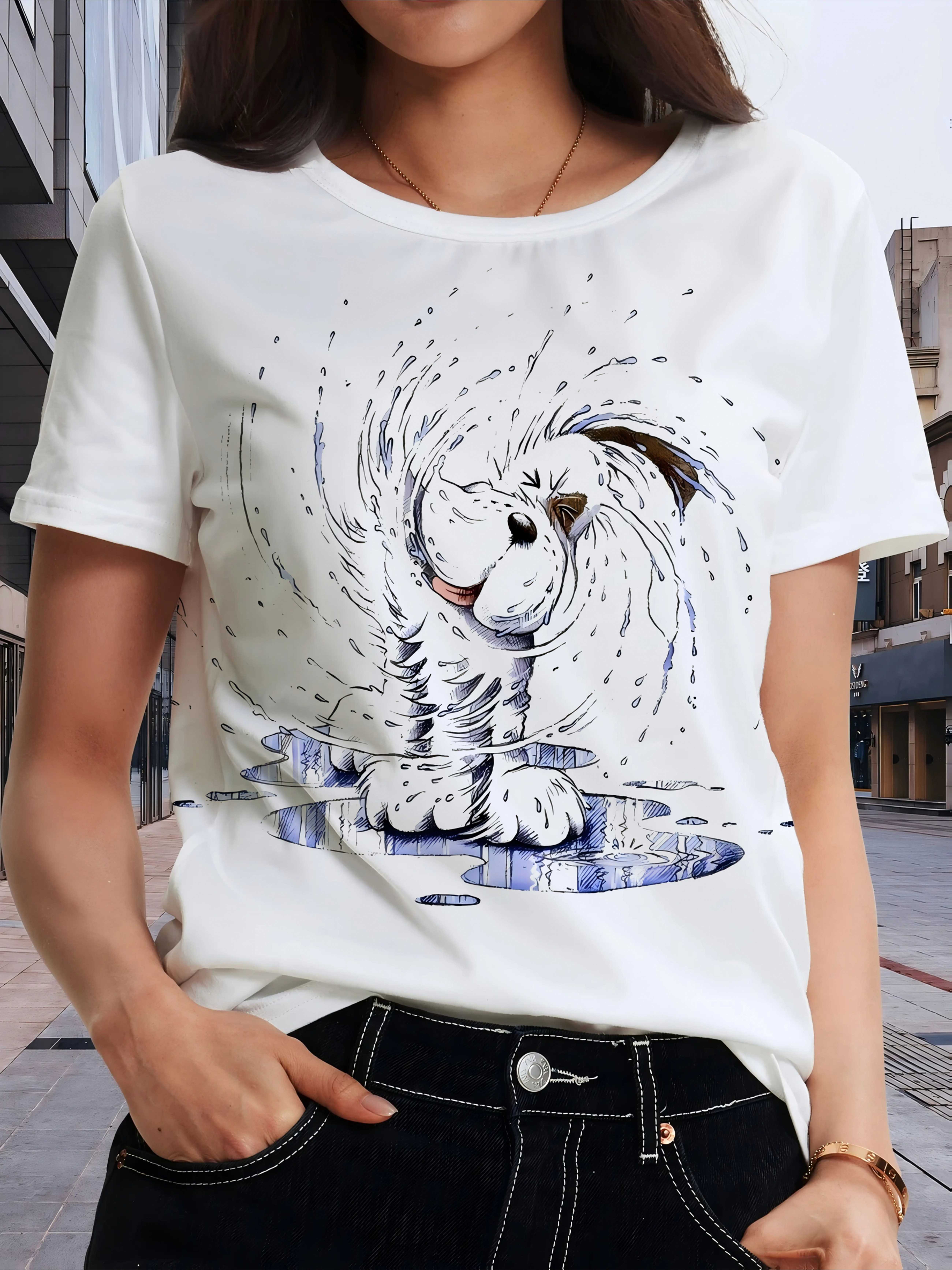 Women s Short-Sleeve T-Shirt with Adorable Splashing Puppy Print - Casual Crew Neck Blouse-Compatible Top Machine-Washable Summer Blouse Shirt Suitab 2XL дубильна кора
Women s Short-Sleeve T-Shirt with Adorable Splashing Puppy Print - Casual Crew Neck Blouse-Compatible Top Machine-Washable Summer Blouse Shirt Suitab 2XL дубильна кора