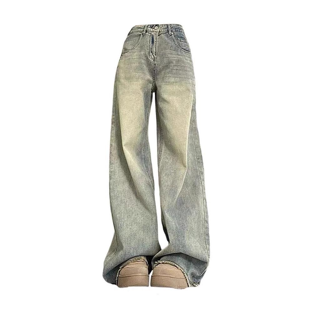 Nostalgic American retro raw edge straight-leg jeans for women, high-waisted, loose-fitting, slimming, plus-size, wide-leg, floor-length pants XS
Nostalgic American retro raw edge straight-leg jeans for women, high-waisted, loose-fitting, slimming, plus-size, wide-leg, floor-length pants XS