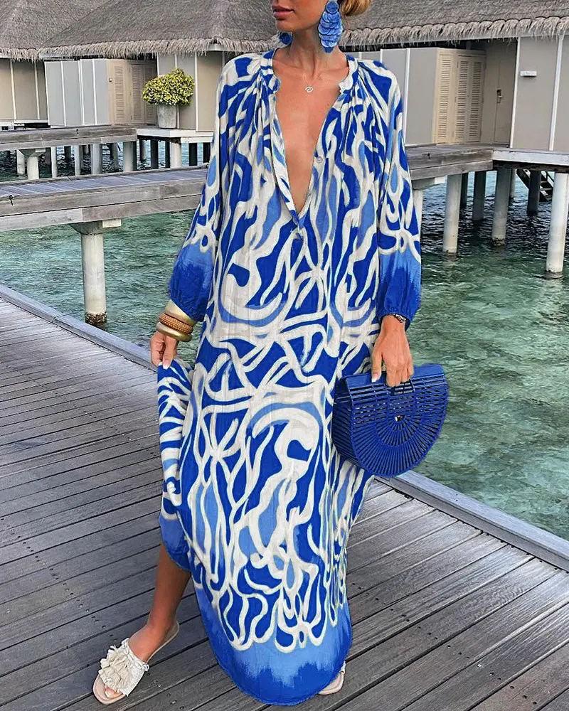 Autumn 2026 Women s V-Neck Long-Sleeved Print Pullover Dress with Loose Fit and Large Hem. XX-Large синій
Autumn 2026 Women s V-Neck Long-Sleeved Print Pullover Dress with Loose Fit and Large Hem. XX-Large синій