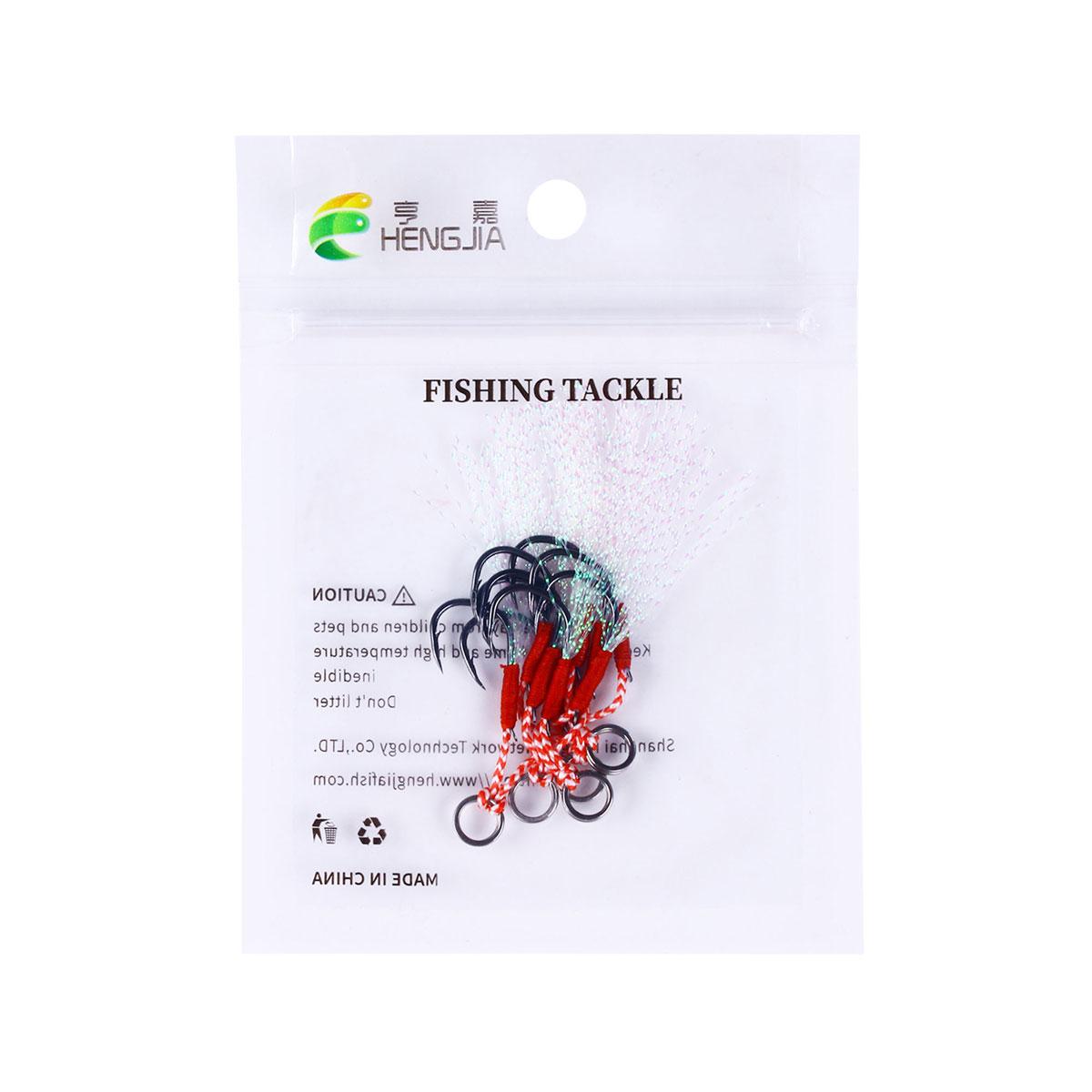 5 шт./лот, рыболовный крючок, металлические литые приспособления, вспомогательный крючок, колючие одиночные джиг-крючки, нить, перо, Pesca, высокоуглеродистая сталь 16# разноцветный