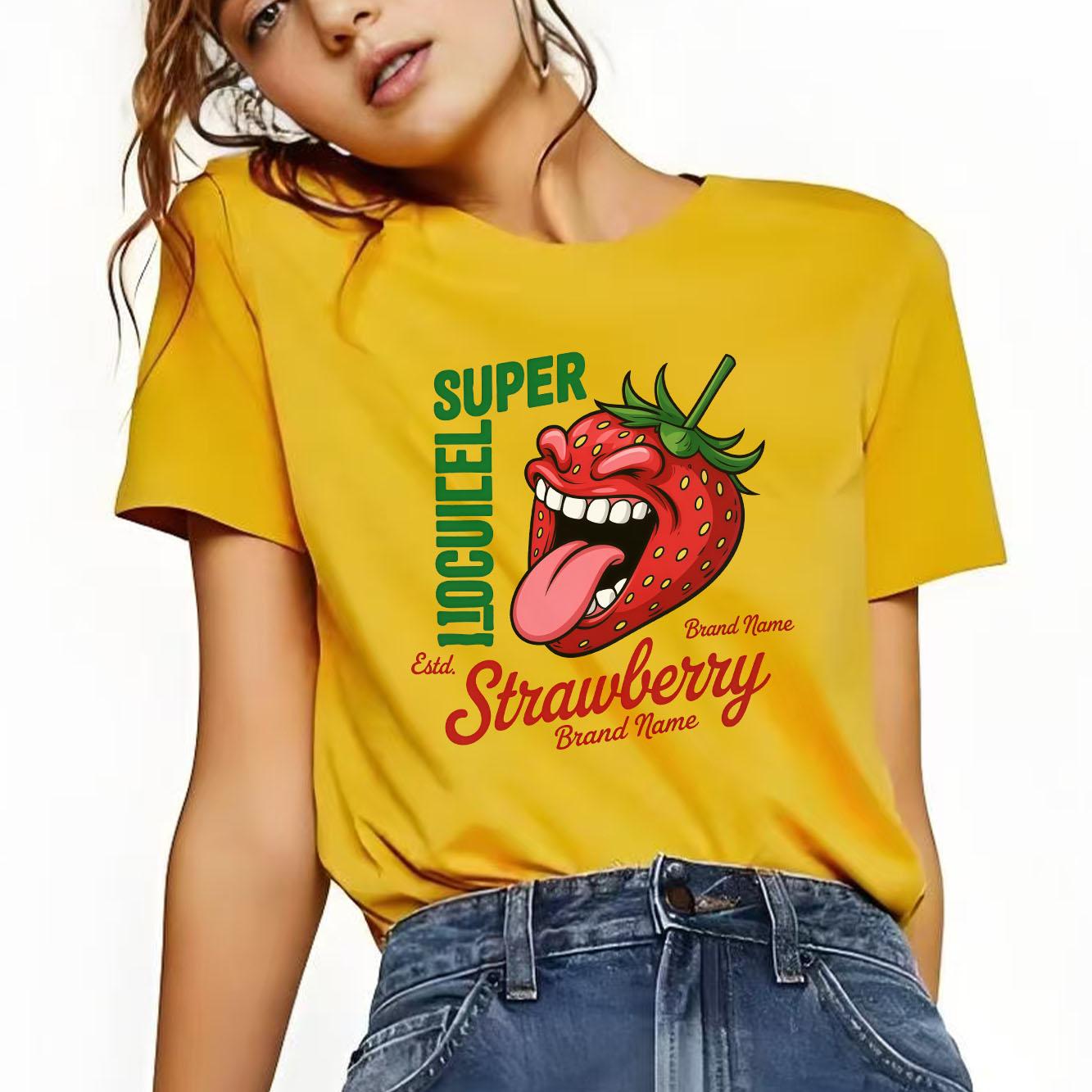 New Fun Strawberry Cartoon Printed Tshirt Casual Short Sleeve Suitable for All Seasons Daily Womens Tshirt 4XL
New Fun Strawberry Cartoon Printed Tshirt Casual Short Sleeve Suitable for All Seasons Daily Womens Tshirt 4XL