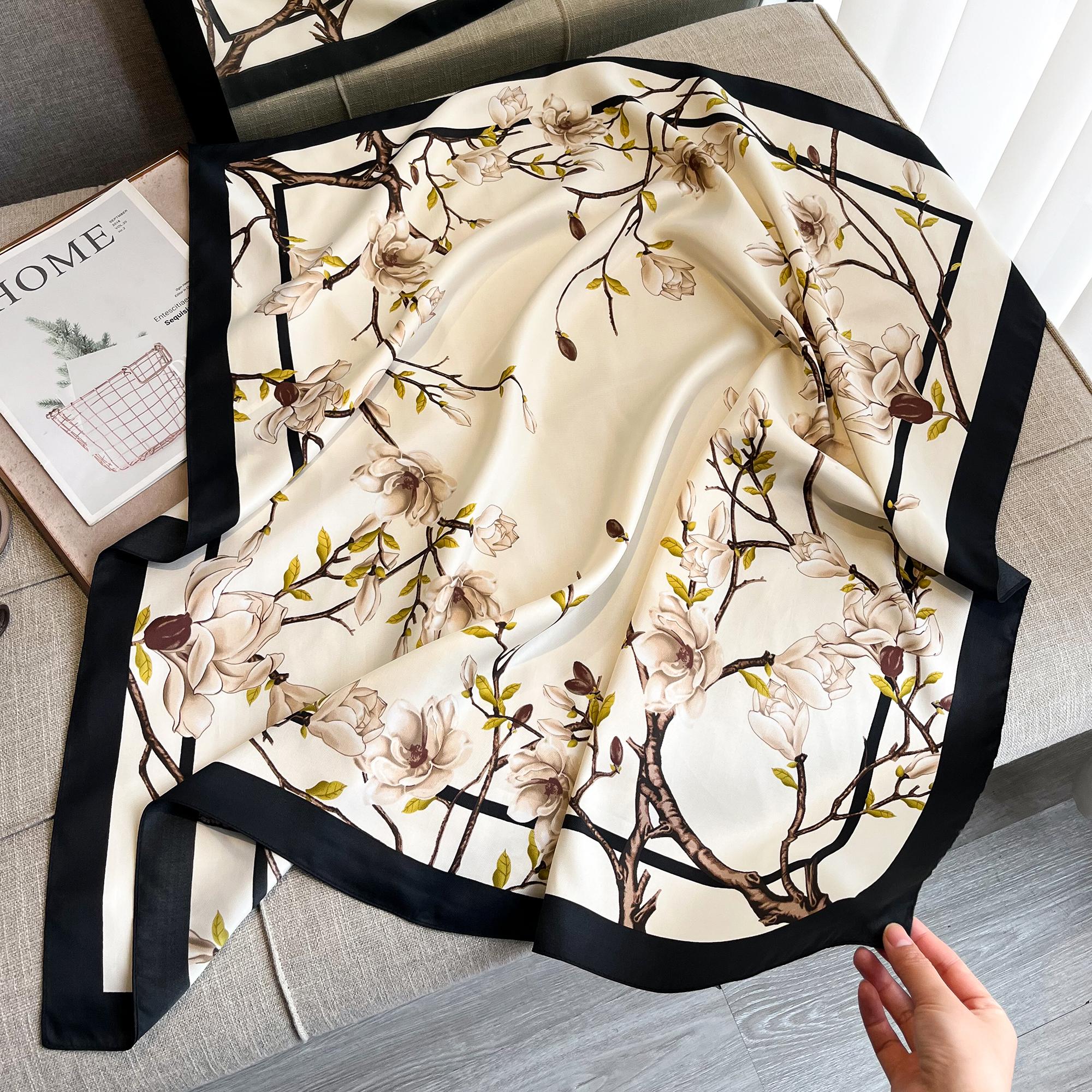 Luxury Silk Scarf Women Large Shawls Hijab Design Floral Art Imitation Silk Sunscreen Outdoor Travel Beach Towel
Luxury Silk Scarf Women Large Shawls Hijab Design Floral Art Imitation Silk Sunscreen Outdoor Travel Beach Towel