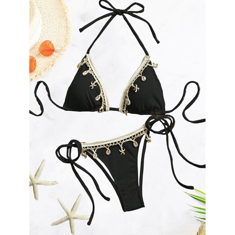 Shell Triangle Bikinis Bandage Thong Bikini Women Push Up Beach Swimwear 2 Piece Swimsuit Women Bathing Suit Beachwear S чорний
Shell Triangle Bikinis Bandage Thong Bikini Women Push Up Beach Swimwear 2 Piece Swimsuit Women Bathing Suit Beachwear S чорний
