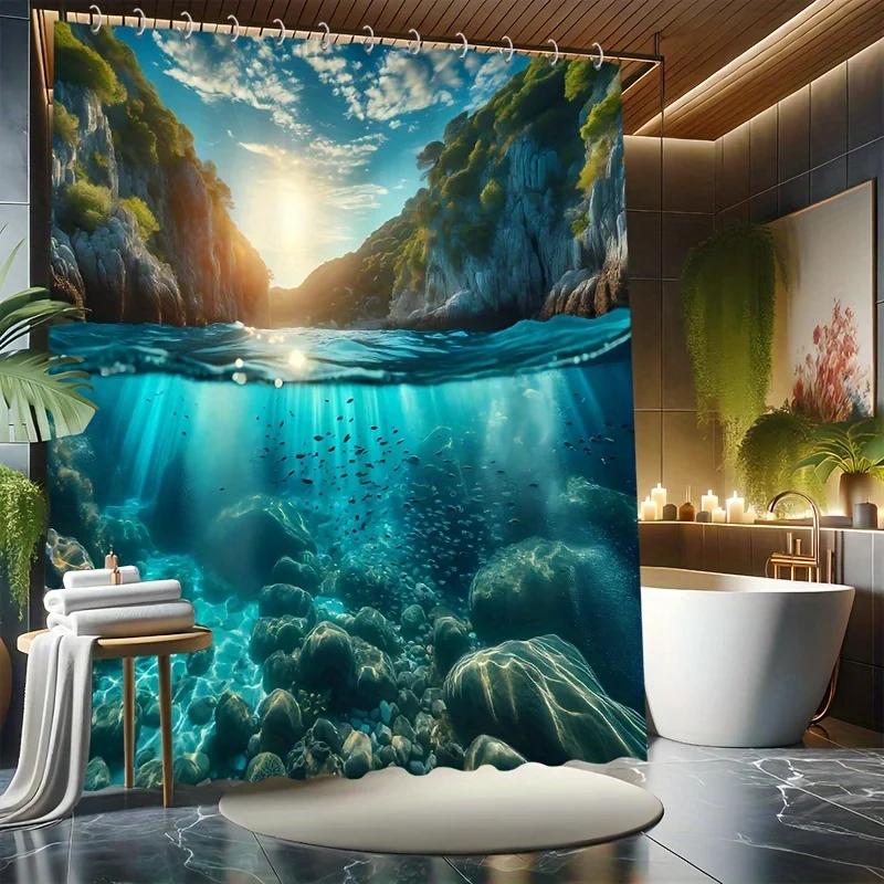 Scenic Landscape Shower Curtain Set - Floral Pattern, Water-Resistant Polyester, , Grommet Top, Modern Bathroom Deco W60H190(CM)-1 Pcs
Scenic Landscape Shower Curtain Set - Floral Pattern, Water-Resistant Polyester, , Grommet Top, Modern Bathroom Deco W60H190(CM)-1 Pcs