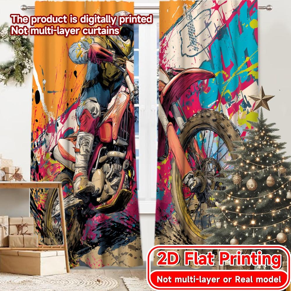 Flat Printing Dynamic Rider Print Curtains Durable Polyester Home Decor Use Bedroom Living Room Curtain Set Of 2 Modern Made Washable Sitting Ready W100*H70(CM)-Hooks&1PCS
Flat Printing Dynamic Rider Print Curtains Durable Polyester Home Decor Use Bedroom Living Room Curtain Set Of 2 Modern Made Washable Sitting Ready W100*H70(CM)-Hooks&1PCS