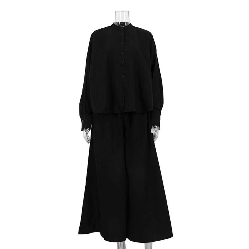 Fashion Style Casual Small Stand Collar Shirt Loose Pants Loose Two-Piece Suit Shirt Wide Leg Pants Set Black L
Fashion Style Casual Small Stand Collar Shirt Loose Pants Loose Two-Piece Suit Shirt Wide Leg Pants Set Black L