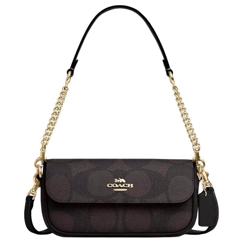 COACH Hailey 20 letter logo chain shoulder strap coated canvas and smooth leather underarm shoulder bag small women s walnut and black чорний
COACH Hailey 20 letter logo chain shoulder strap coated canvas and smooth leather underarm shoulder bag small women s walnut and black чорний
