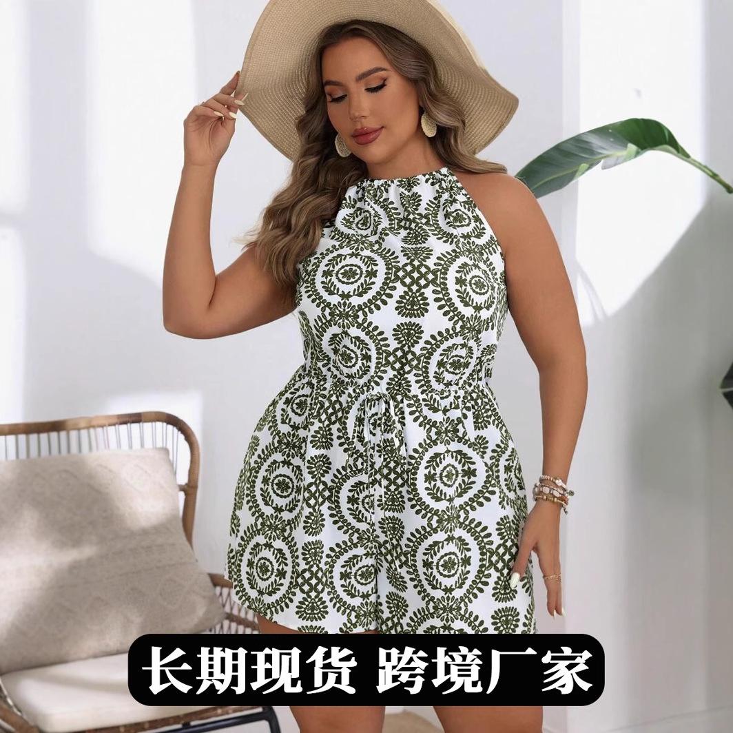 Plus Size Blue And White Porcelain Print Halter Neck Drawstring Waist Romper L зелёный
Plus Size Blue And White Porcelain Print Halter Neck Drawstring Waist Romper L зелёный