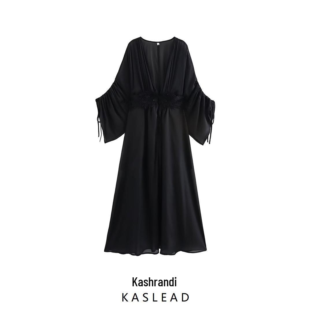 2025 Spring Women s European & American Style V-Neck Long Sleeve Loose French Dress Medium чёрный
2025 Spring Women s European & American Style V-Neck Long Sleeve Loose French Dress Medium чёрный