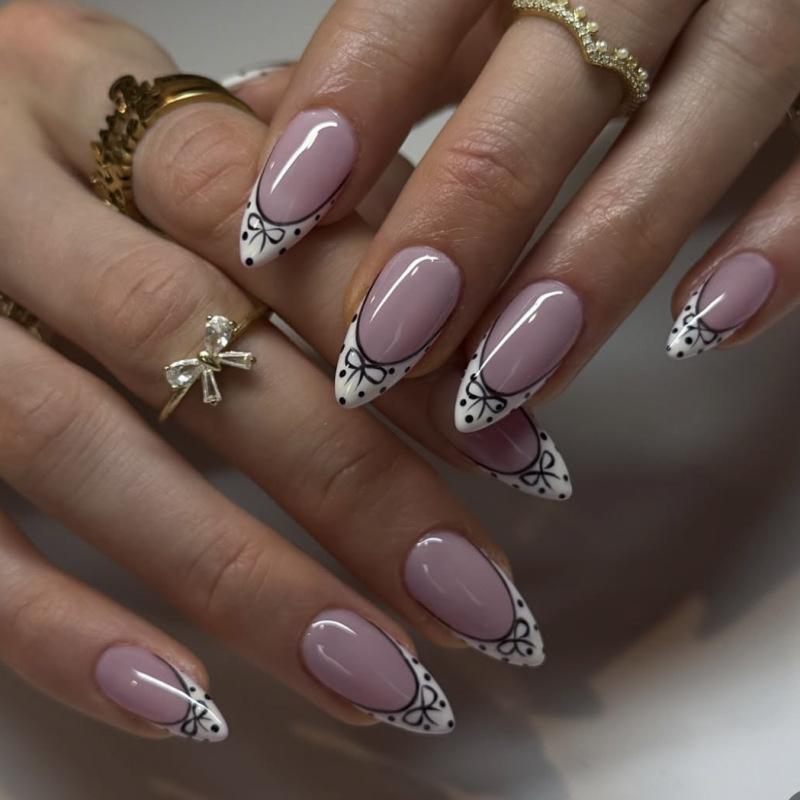 French White Nail Art Piece Bow Spotted Polka Dot False Nail Almond Short Nail Removable Wearable Nail
French White Nail Art Piece Bow Spotted Polka Dot False Nail Almond Short Nail Removable Wearable Nail
