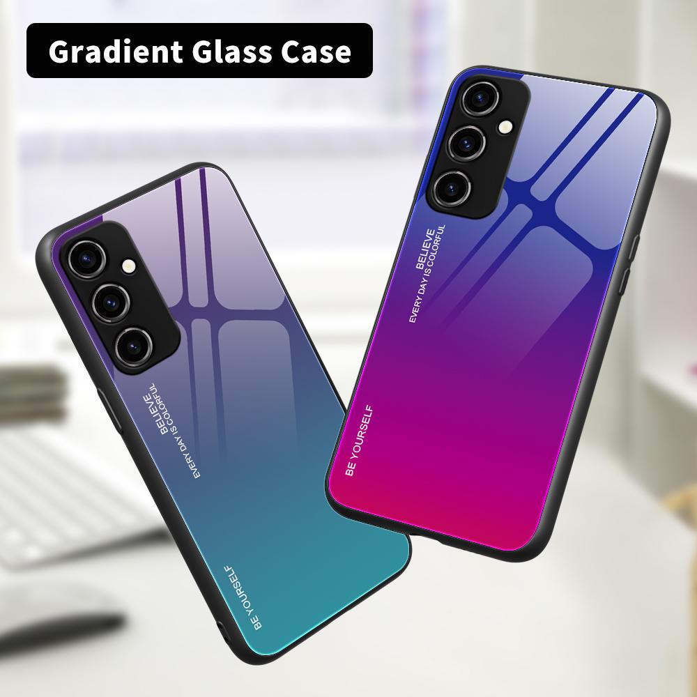 For Samsung Galaxy A34 5G Gradient Color Phone Case Tempered Glass+PC+TPU Hybrid Shell Shock Absorption Cover Purple/Blue
For Samsung Galaxy A34 5G Gradient Color Phone Case Tempered Glass+PC+TPU Hybrid Shell Shock Absorption Cover Purple/Blue