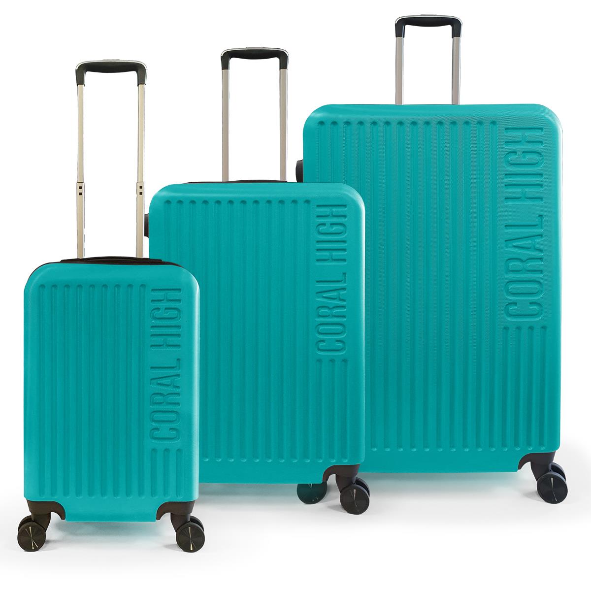 coral high Набор чемоданов из 3-х предметов из АБС-пластика бирюзового цвета 16460 
coral high Набор чемоданов из 3-х предметов из АБС-пластика бирюзового цвета 16460