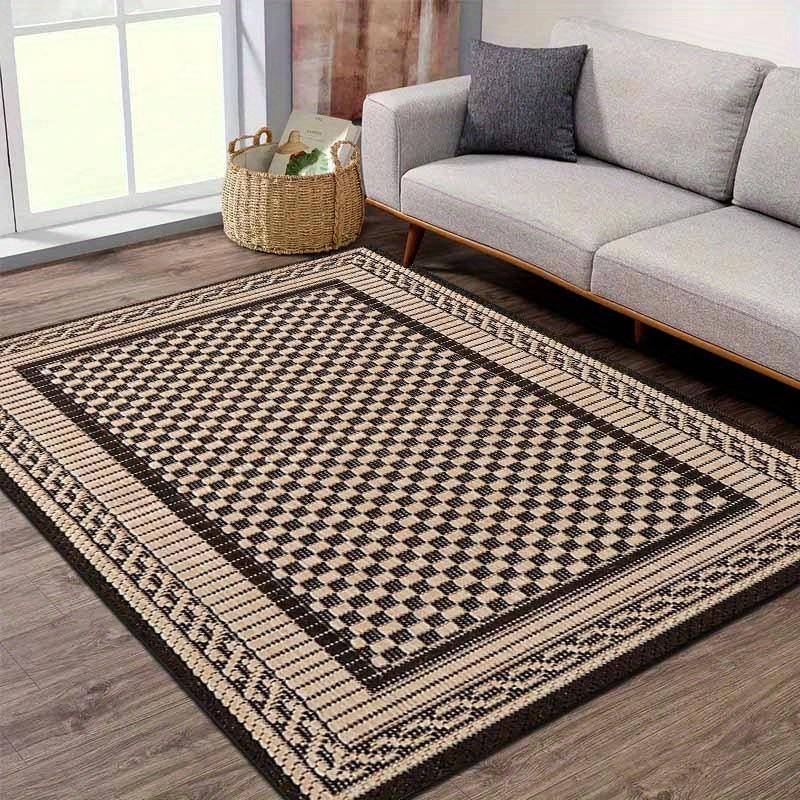 Vintage Checkered Border Area Rug Black Beige Geometric Print NonSlip Floor Mat for Living Room Bedroom Rustic Home Decor 40X60CM
Vintage Checkered Border Area Rug Black Beige Geometric Print NonSlip Floor Mat for Living Room Bedroom Rustic Home Decor 40X60CM