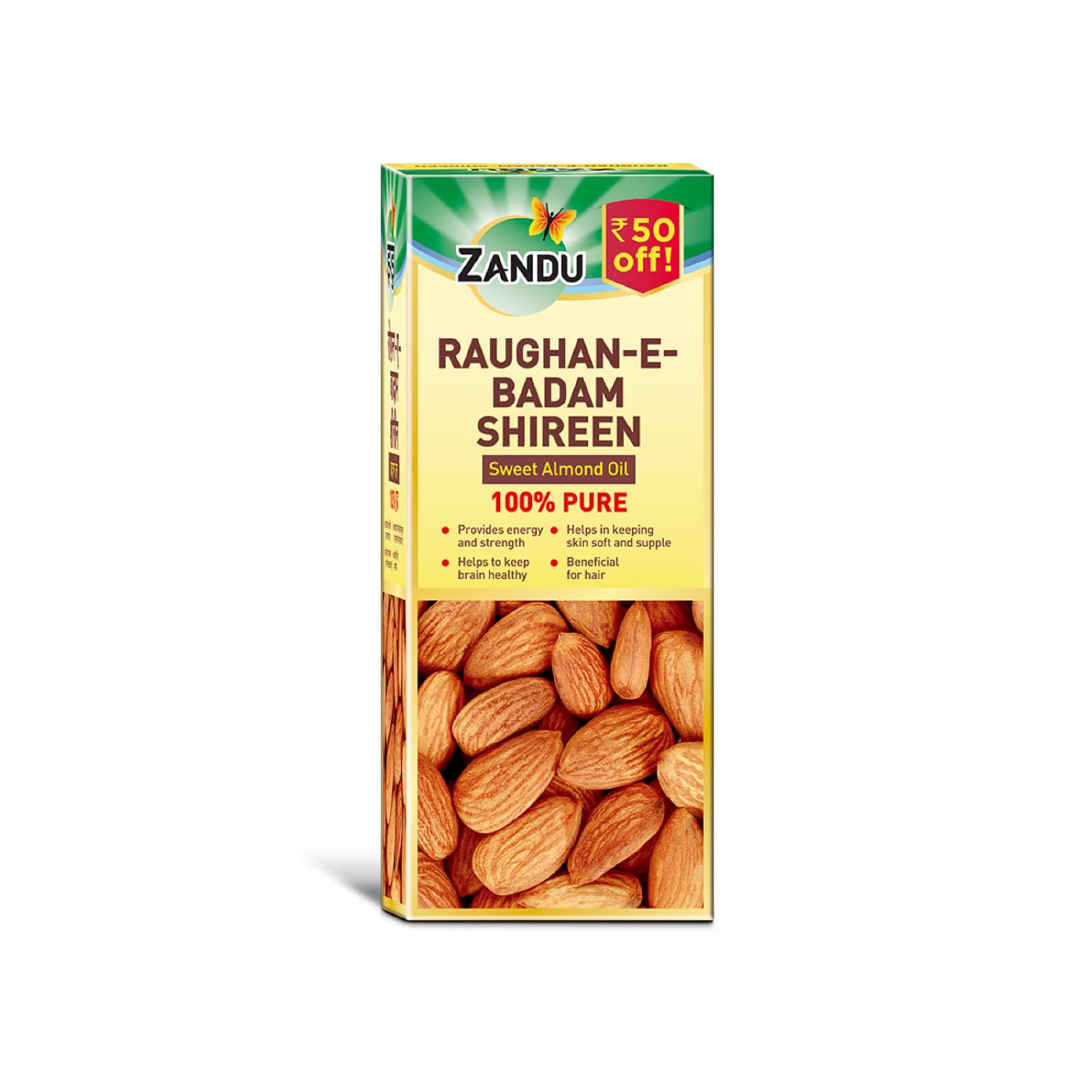Zandu Raughan-E-Badam Shireen Sweet Almond Oil 100ml Pack of 1 for Skin Hair Energy and Wellness
Zandu Raughan-E-Badam Shireen Sweet Almond Oil 100ml Pack of 1 for Skin Hair Energy and Wellness