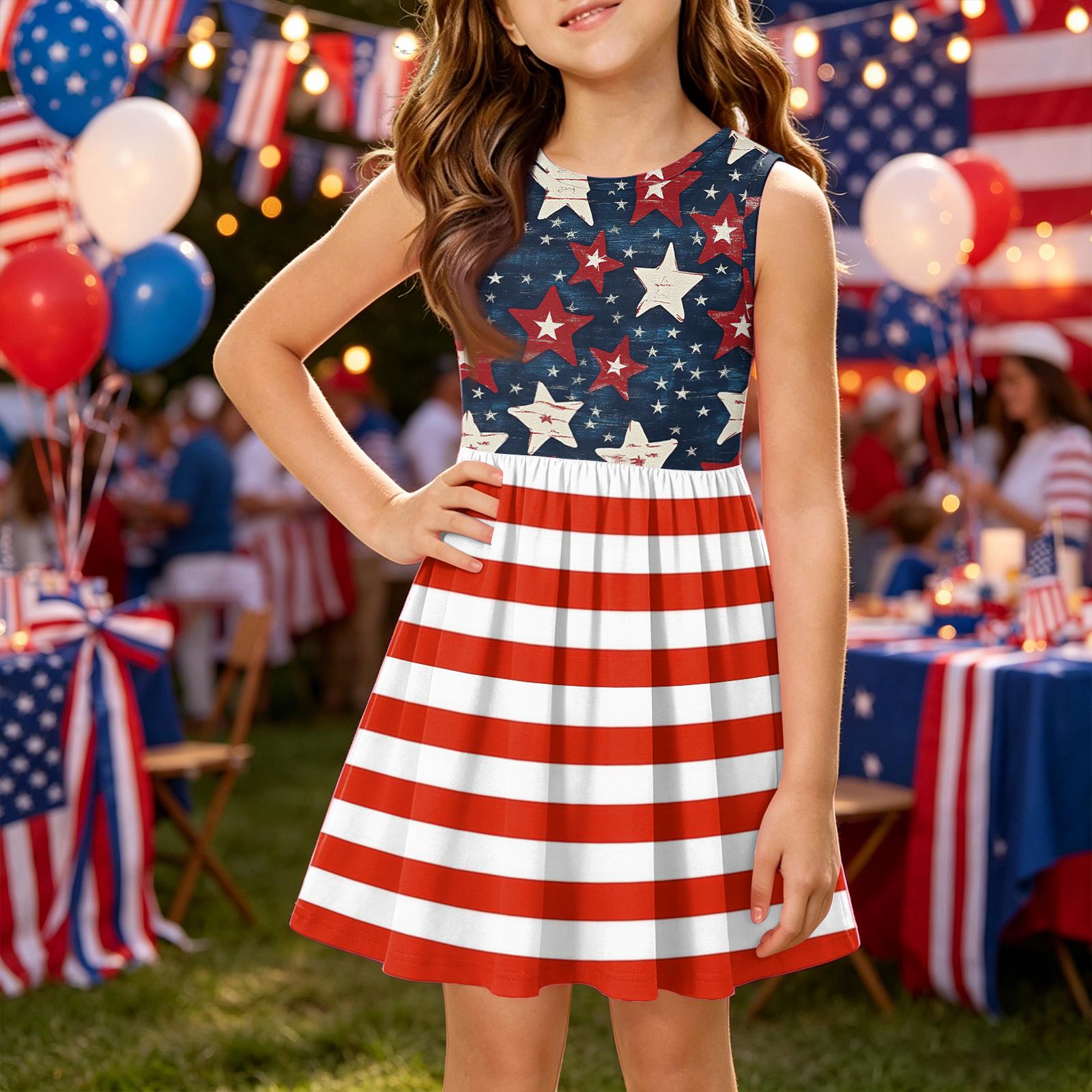 Girls Sleeveless Dress Independence Day Patchwork Style Casual Summer Dress Lightweight Fabric Comfortable Fit 130 тёмно-синий
Girls Sleeveless Dress Independence Day Patchwork Style Casual Summer Dress Lightweight Fabric Comfortable Fit 130 тёмно-синий