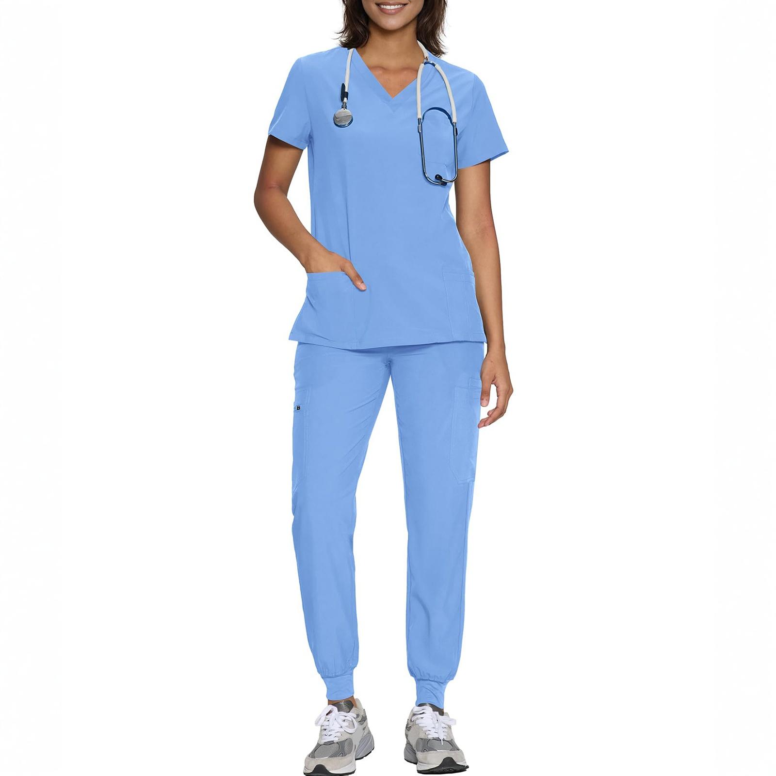 Women s Short Sleeved Color Round Neck Pocket Top Pants Work Clothes Two Piece Set L
Women s Short Sleeved Color Round Neck Pocket Top Pants Work Clothes Two Piece Set L