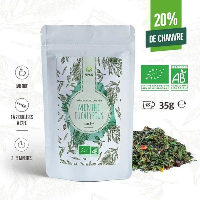 Thé Noir Bio Menthe Eucalyptus, au Chanvre CBD 3 sachets
Thé Noir Bio Menthe Eucalyptus, au Chanvre CBD 3 sachets