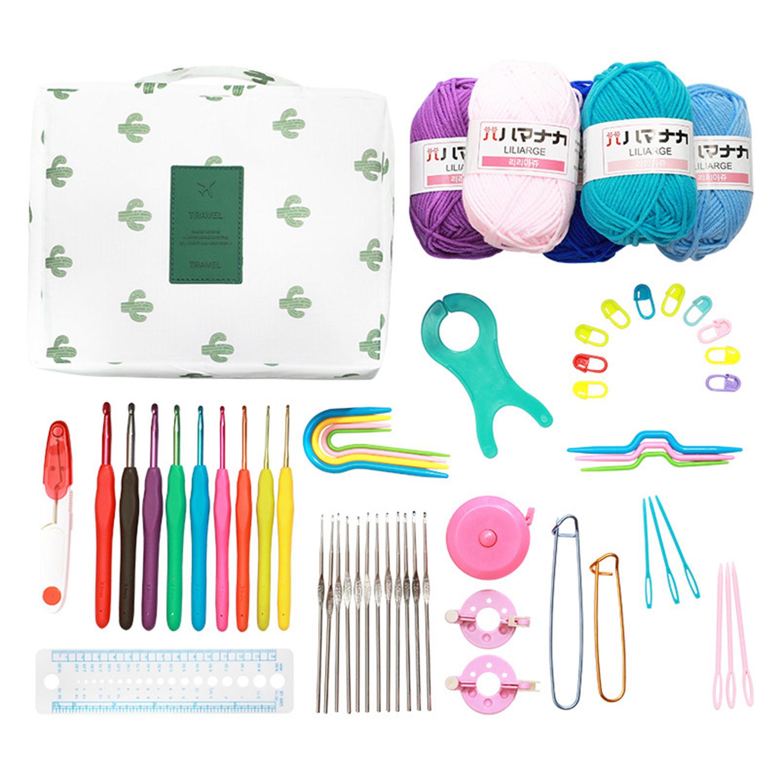 Ручной набор для вязания крючком с футляром для хранения, многофункциональные крючки для вязания крючком, набор спиц для самостоятельного вязания, швейные принадлежности для вязания