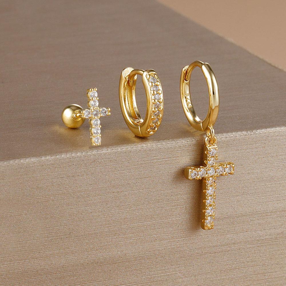 3PCS Zircon Cross Hoop Earrings Set For Women Girls Trendy Stainless Steel Cross Earring Wedding Aesthetic Jewelry aretes
3PCS Zircon Cross Hoop Earrings Set For Women Girls Trendy Stainless Steel Cross Earring Wedding Aesthetic Jewelry aretes