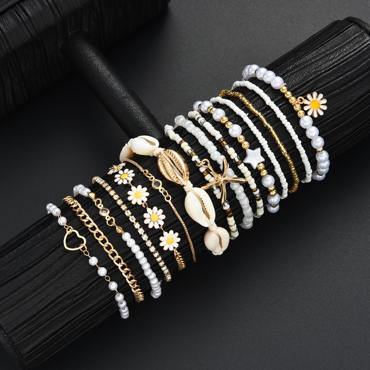 15PCS Bohemian Starfish Shell Rice Beaded Bracelets For Women Summer Gold White Color Daisy Pearl Bracelets Sets Beach Jewelry
15PCS Bohemian Starfish Shell Rice Beaded Bracelets For Women Summer Gold White Color Daisy Pearl Bracelets Sets Beach Jewelry