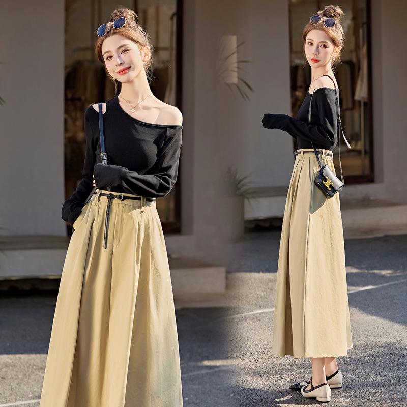 Летний женский комплект из двух предметов с футболкой с открытыми плечами и юбкой миди - YF2557 XL for 120-135 jin
Летний женский комплект из двух предметов с футболкой с открытыми плечами и юбкой миди - YF2557 XL for 120-135 jin