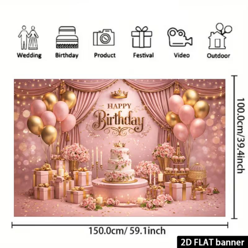 2D Pink Gold Happy Birthday Backdrop Banner Photography Background Party Decor 47.2x31.5inch/120*80cm
2D Pink Gold Happy Birthday Backdrop Banner Photography Background Party Decor 47.2x31.5inch/120*80cm