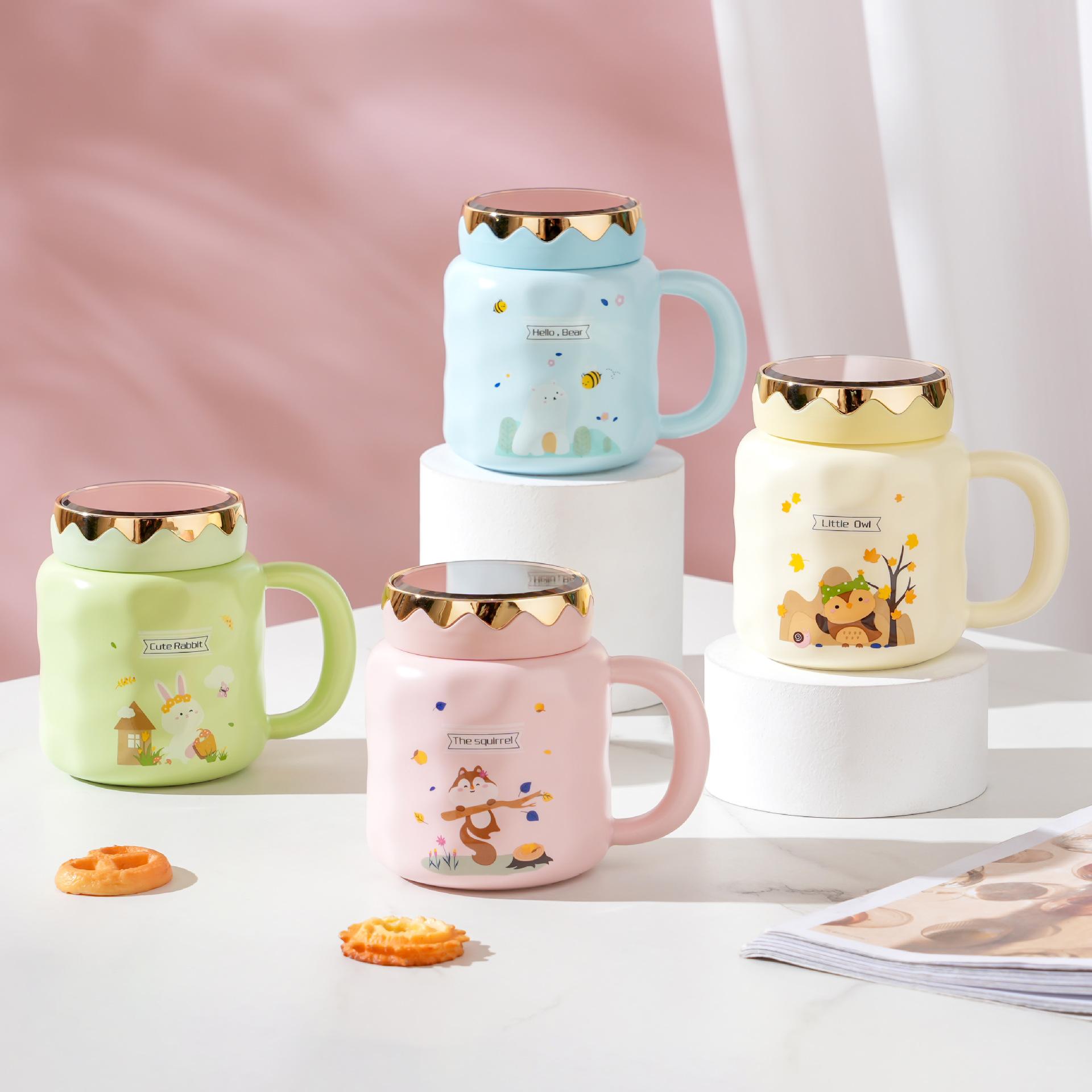 Герметичная чашка с крышкой, термостойкая чашка для воды, переносная бытовая кружка, подарочный сувенир, керамическая чашка, подарок для пары 450ML