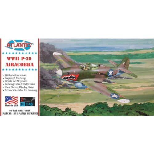 Atlantis Models 1/46 Scale US Army Air Forces P-39 Airacobra Plastic Model Kit with Swivel Stand (ATLAMCH222)
Atlantis Models 1/46 Scale US Army Air Forces P-39 Airacobra Plastic Model Kit with Swivel Stand (ATLAMCH222)