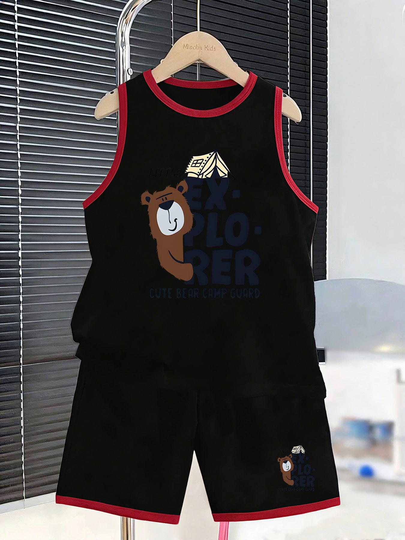 Boys cute explorer bear printed vest shorts. Outdoor adventure style, soft kid-safe fabric for hiking and daily play wear. 2-3Y чёрный
Boys cute explorer bear printed vest shorts. Outdoor adventure style, soft kid-safe fabric for hiking and daily play wear. 2-3Y чёрный