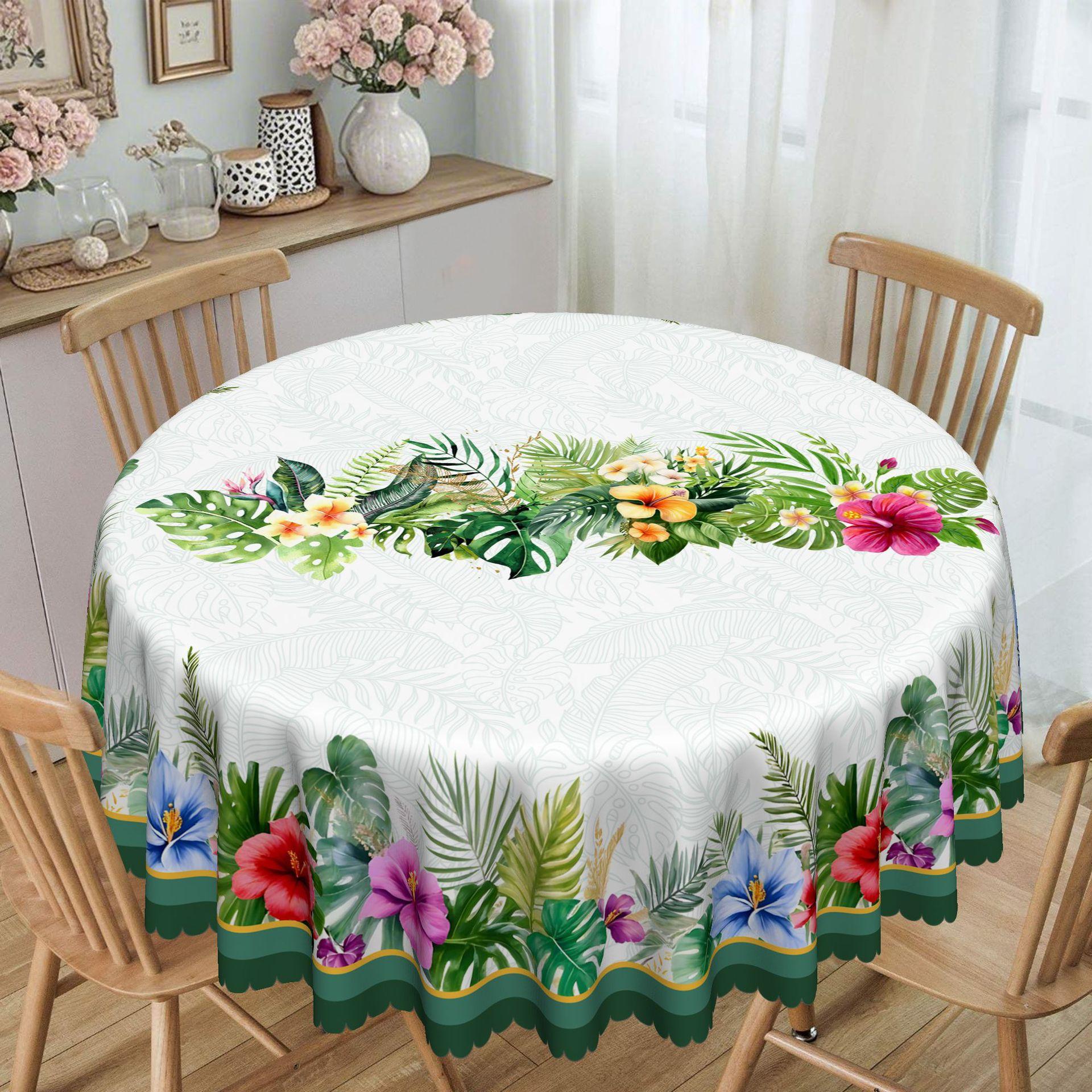 Round Polyester Dining Table Cloth, Tropical Plants, Green Leaves + Colorful Flowers, Long Household Dining Table Cloth Round tablecloth-152x152cm
Round Polyester Dining Table Cloth, Tropical Plants, Green Leaves + Colorful Flowers, Long Household Dining Table Cloth Round tablecloth-152x152cm