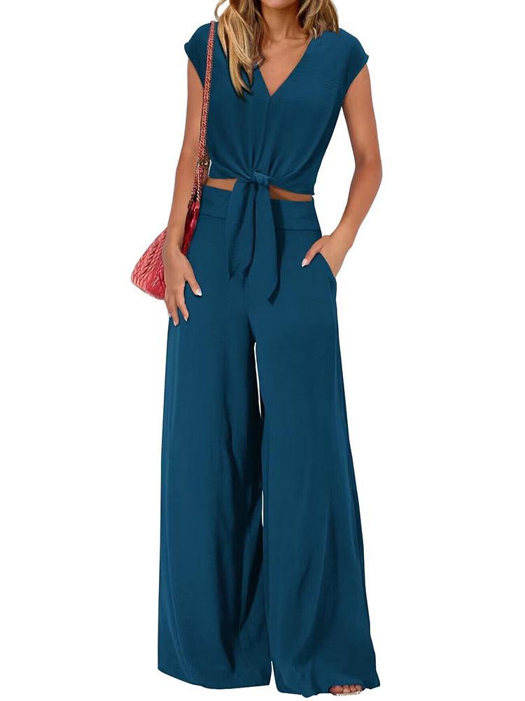 2026 Summer V-neck Lace-up Cropped Wide-leg Pants Set for Women L
2026 Summer V-neck Lace-up Cropped Wide-leg Pants Set for Women L