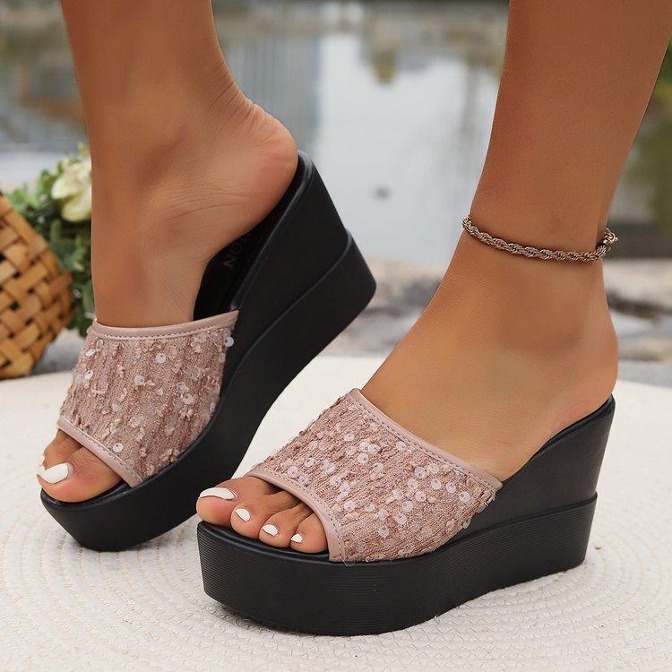 Summer muffin thick-bottomed mesh sequined cool slippers female fish mouth super high with lace wedge heel one-word drag 43 рожевий
Summer muffin thick-bottomed mesh sequined cool slippers female fish mouth super high with lace wedge heel one-word drag 43 рожевий