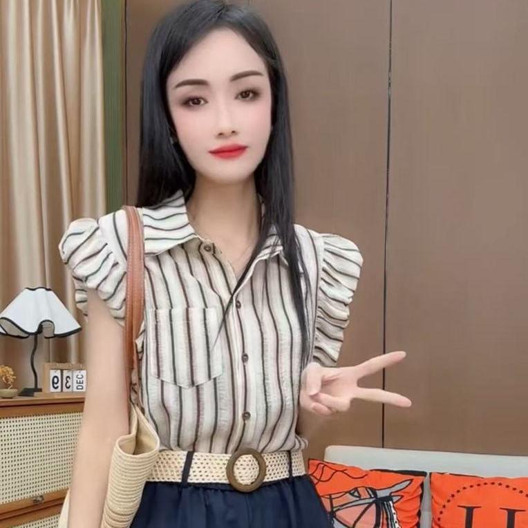 Sweet Striped Flutter Sleeve Shirt & High-Waisted Wide-Leg Pants Set for Women 2XL (Recommended 128-138 jin)
Sweet Striped Flutter Sleeve Shirt & High-Waisted Wide-Leg Pants Set for Women 2XL (Recommended 128-138 jin)