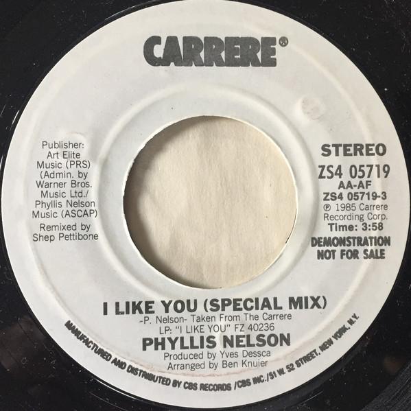 7inch Record PHYLLIS NELSON - I Like You (Special Mix) ZS405719PROMO Carrere 1985 US Dance & Electronica Used
7inch Record PHYLLIS NELSON - I Like You (Special Mix) ZS405719PROMO Carrere 1985 US Dance & Electronica Used
