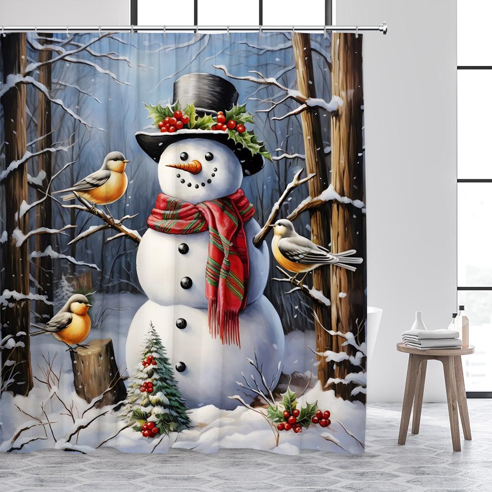 Cute Snowman Christmas Shower Curtain Vintage Farm Truck Xmas Tree Elk Winter Forest Landscape Home Bathroom Decor Bath Curtains W60H190(CM)-1 Pcs
Cute Snowman Christmas Shower Curtain Vintage Farm Truck Xmas Tree Elk Winter Forest Landscape Home Bathroom Decor Bath Curtains W60H190(CM)-1 Pcs