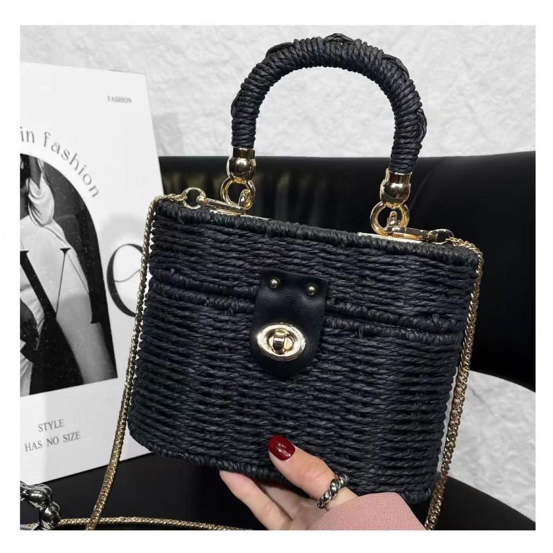 Oval Single-shoulder Paper Rope Straw Woven Bag Jewelry Box Fashionable Hand-woven Handbag High-end Cross-body чорний
Oval Single-shoulder Paper Rope Straw Woven Bag Jewelry Box Fashionable Hand-woven Handbag High-end Cross-body чорний