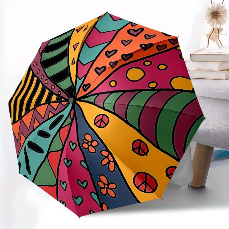 1pc Automatic Open/Close Compact Umbrella with Hippie Patterns - Vintage 60s/70s Psychedelic designs (hearts, flowers, peace s (as the picture,Iron&8K)
1pc Automatic Open/Close Compact Umbrella with Hippie Patterns - Vintage 60s/70s Psychedelic designs (hearts, flowers, peace s (as the picture,Iron&8K)