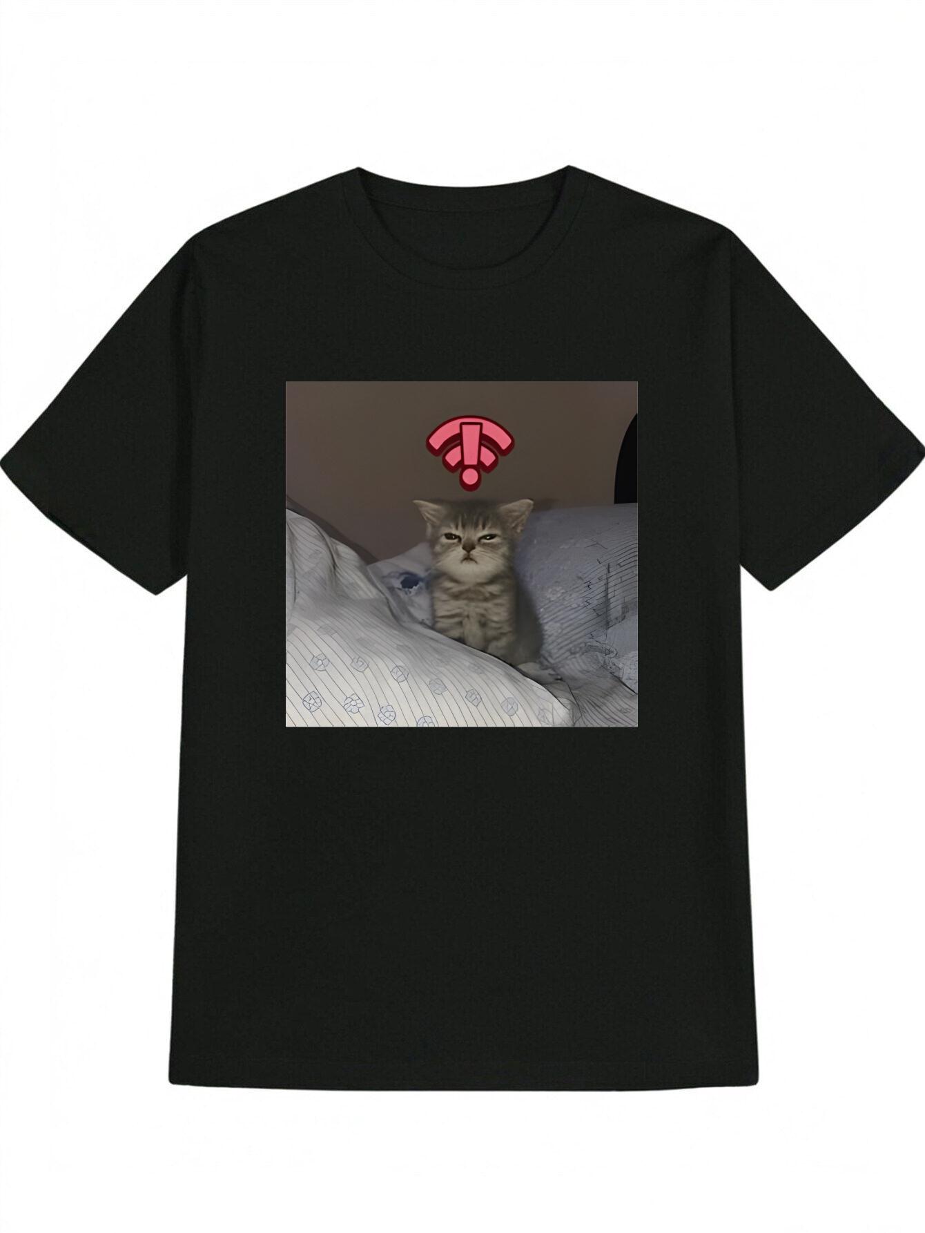 Men s Funny Graphic T-Shirt - Cute Gray Kitty & Red Wi-Fi Signal Design XL
Men s Funny Graphic T-Shirt - Cute Gray Kitty & Red Wi-Fi Signal Design XL