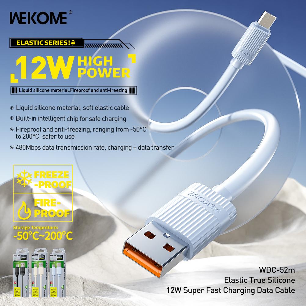 WEKOME WDC-52M USB to Micro Cable 12W 480Mbps Elastic Liquid Silicone Fast Charging Data Cable Black
WEKOME WDC-52M USB to Micro Cable 12W 480Mbps Elastic Liquid Silicone Fast Charging Data Cable Black