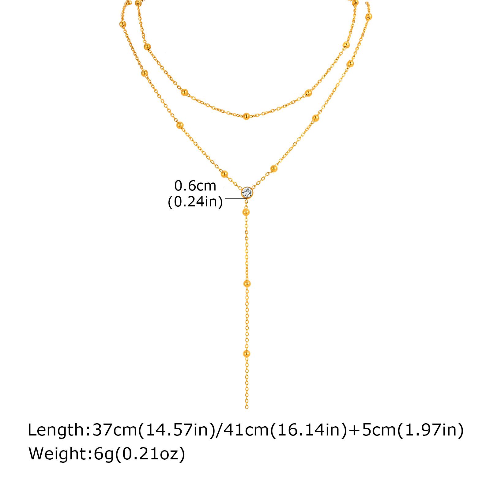 Stainless Steel Bead Chain Tassel Double-layer Y-shaped Necklace for Women, Simple Heart Flower Zircon Gold Plated Long Necklace
Stainless Steel Bead Chain Tassel Double-layer Y-shaped Necklace for Women, Simple Heart Flower Zircon Gold Plated Long Necklace
