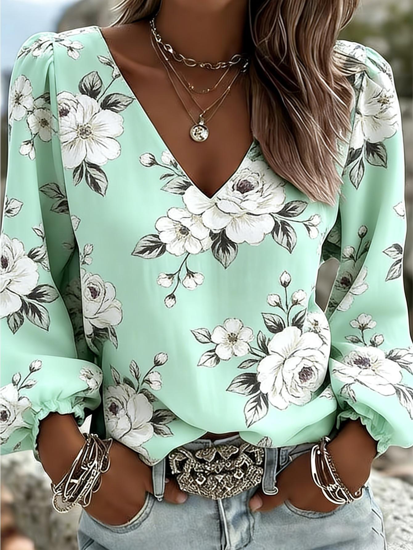 Women s Retro Bohemian Casual Fashion Floral Print V-Neck Long-Sleeved Shirt with Female Lantern Sleeves Design Long-Sleeved Shirt Elegant Top XXL
Women s Retro Bohemian Casual Fashion Floral Print V-Neck Long-Sleeved Shirt with Female Lantern Sleeves Design Long-Sleeved Shirt Elegant Top XXL