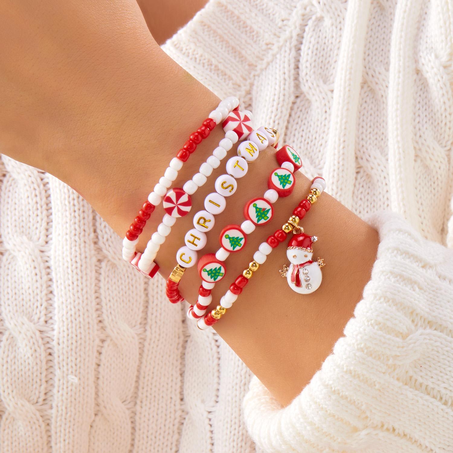 Christmas Soft Clay Snowflake Santa Claus Xmas Tree Bracelet Set for Women Multilayer Letter Beaded Bracelets Party Holiday Gift
Christmas Soft Clay Snowflake Santa Claus Xmas Tree Bracelet Set for Women Multilayer Letter Beaded Bracelets Party Holiday Gift