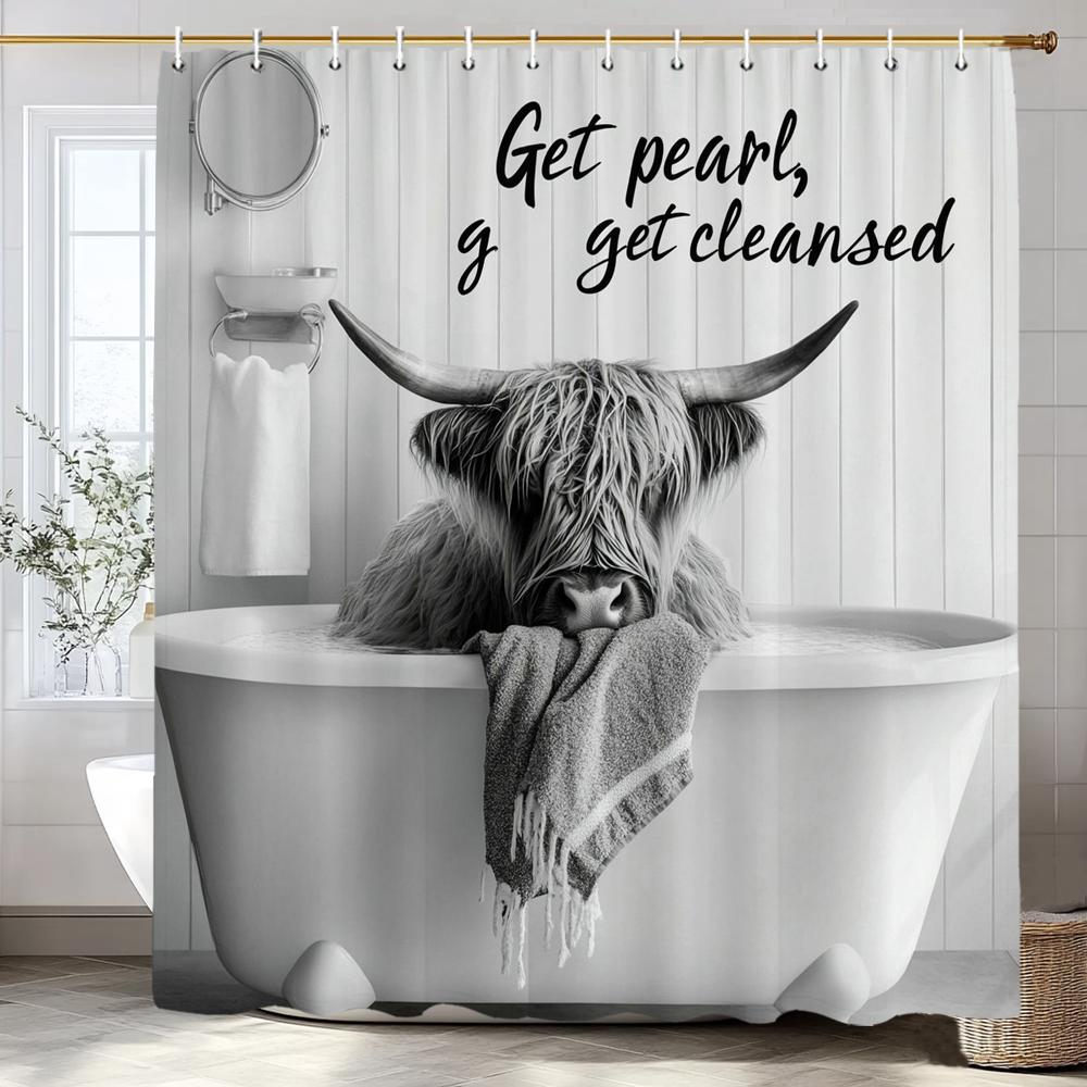 Funny Bathing Highland Cattle Sitting In The Tub Shower Curtain, Bathroom Decorative Shower Curtain, Home Curtain With Hooks W60H190(CM)-1 Pcs
Funny Bathing Highland Cattle Sitting In The Tub Shower Curtain, Bathroom Decorative Shower Curtain, Home Curtain With Hooks W60H190(CM)-1 Pcs
